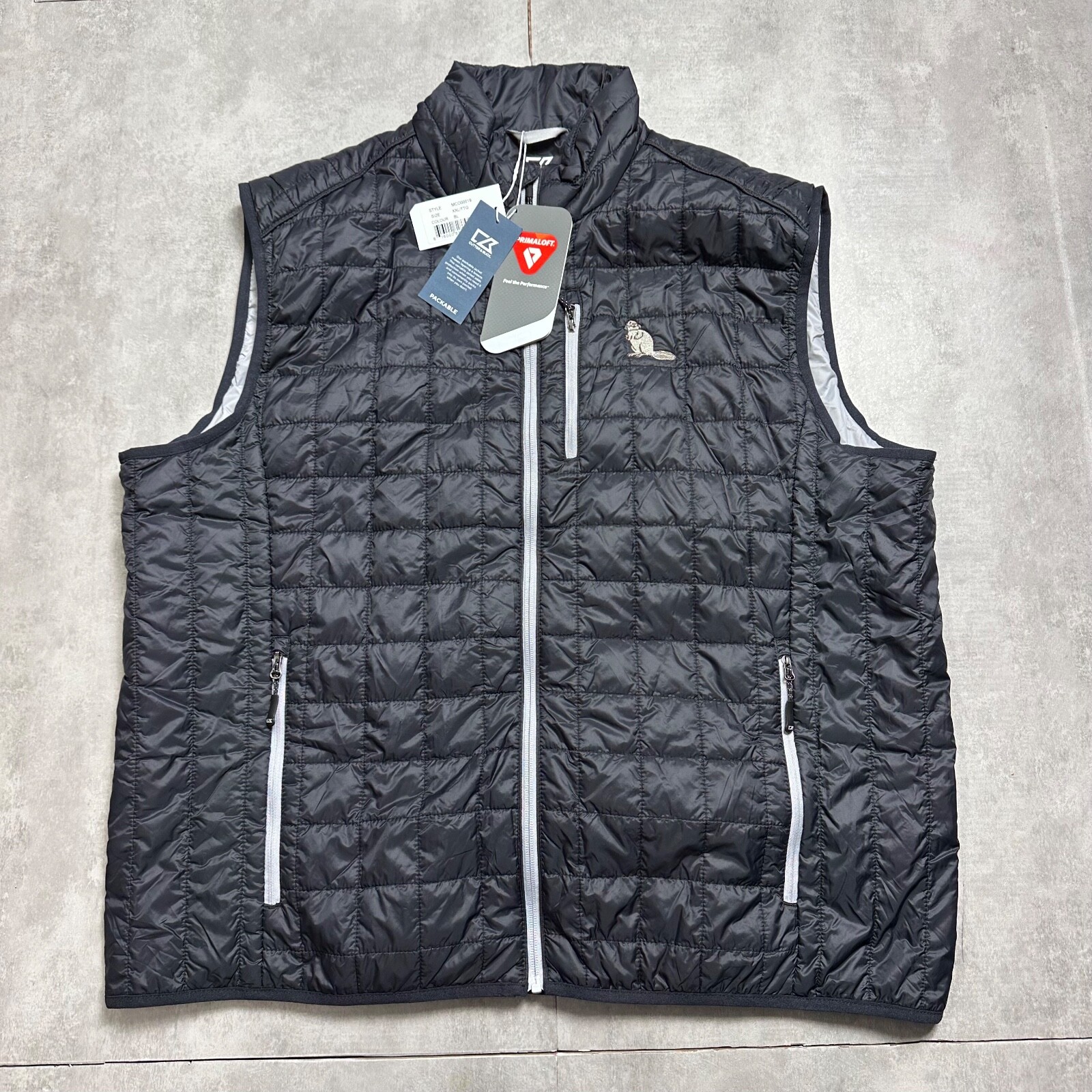 cutter and buck quilted puffer vest mens 2xl black NWT weathertrek golf