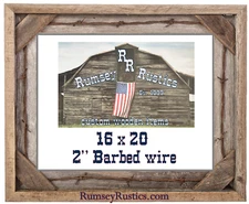 16x20" Barbed wire rustic barnwood barn wood picture frame weathered upcycled