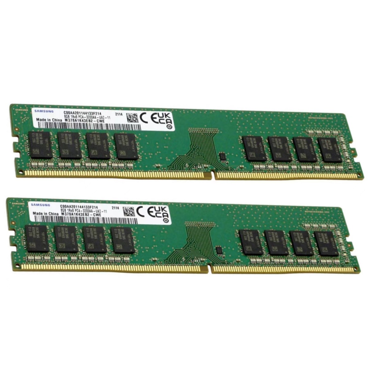 16GB (2X8GB) Samsung 1Rx8 DDR4 3200MHz PC4-25600 Non-ECC DIMM