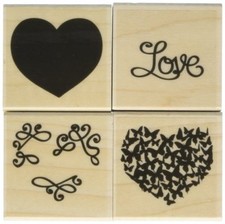 COLOR LAYERING LOVE HEART Rubber Stamps LP397 Hero Arts Set of 4 Brand NEW wed