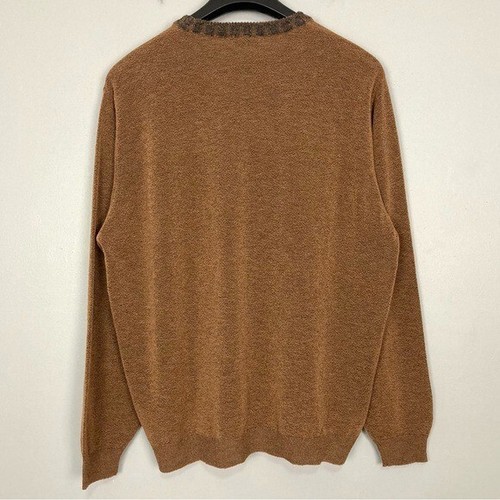Ferrante Wool Blend Crew-Neck Sweater Men’s Size XL Italian Knit Textured Brown - Picture 4 of 7