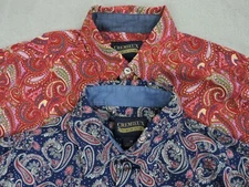 Two Cremieux Paisley Shirts Men's Medium Red Blue Colorful Button Up Long Sleeve