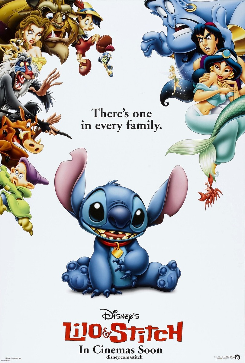 2002 Lilo & Stitch Movie Poster 11X17 Daveigh Chase Bubbles Nani
