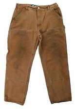 CARHARTT USA Men's 34 x 32 Brown Duck Double Knee Utility Pants B01 DISTRESSED