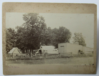 Chicago IL Razzle Dazzle Summer Camp Cabinet Photograph Tents Flag Victorian
