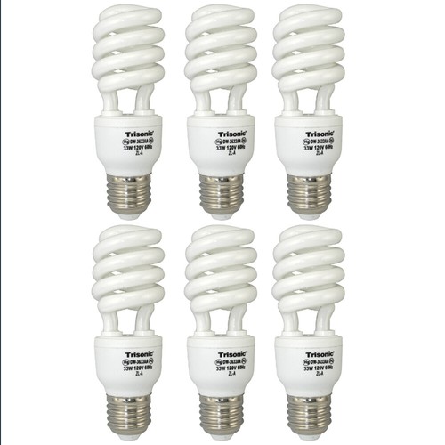6 PC Daylight Bulb Light 33 W Energy Saving 150 Watt Output White Fluorescent