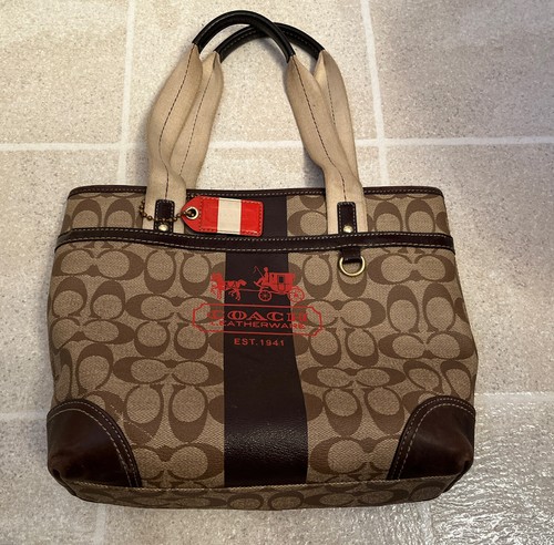 Coach Heritage Stripe Leather Tote - Picture 9 of 9