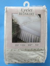 New Full Double Eyelet Bedskirt Bed Ruffle Bone Beige 54" x 75" Cotton Blend USA
