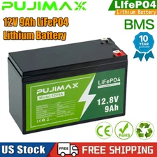 12V 9Ah LiFePO4 Lithium Battery Built-in BMS 4000+ Deep Cycles Rechargeable