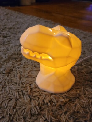 Lightup T. Rex Dinosaur Head Night Light White Ceramic 7x6x4 Plug In Switch 