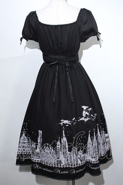 Moi-meme-Moitie★ワンピースセット Moi-Meme-Moitie Silent Moon Print One Piece Black Dress EGL