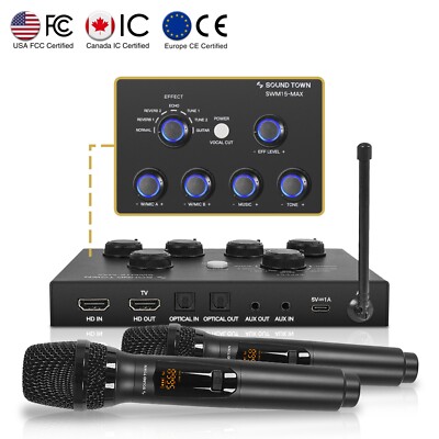 Sound Town Wireless Microphone Karaoke Mixer System w/ 2 Wireless Mic(SWM15-MAX)