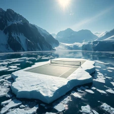 Digital Picture of Beautiful Tennis court on ice digtal printable file