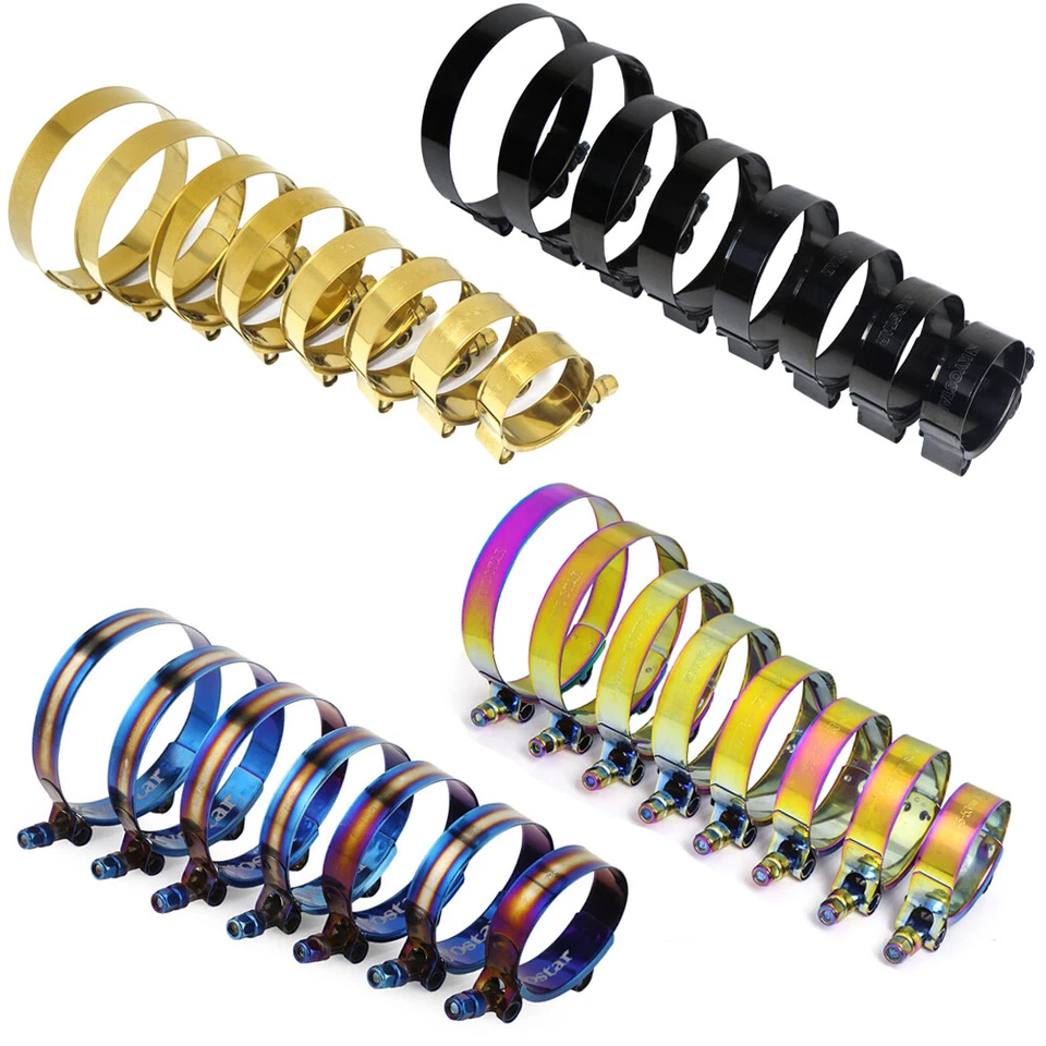 KYOSTAR Adjustable Stainless Steel Heavy Duty T-Bolt Clamp Clip 45mm-105mm Hose Clamp