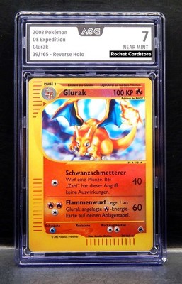 Pokemon Glurak Reverse-Holo Charizard Deutsch 39/165 Expedition PSA AOG 7 NM
