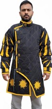 Padded Aketon Jacket Gambeson Armor Black Yellow Quilted Medieval Tunic