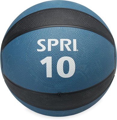 SPRI Medicine Ball - Exercise Workout for 10-Pound, 10-Pound (Blue) 