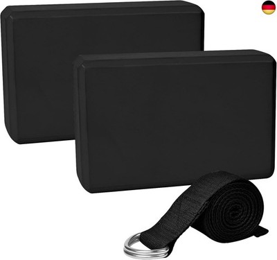 Chstarina Yoga Block 2Er Set Mit 1.8 M Baumwoll Gurt, Eva Schaumstoff