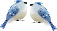 2pcs Realistic Blue Jay Artificial Feathered Birds Clip on Birds Bird Christmas