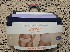 Warners 3 Pair COMFORT Breathable Hipster Panties M/6 Rare Find nwt