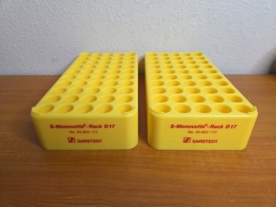 2 Pack SARSTEDT 50-Place 17mm Grey PP S-Monovette Rack D17 Tube Vial Rack Yellow