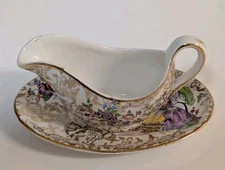 Vintage Lord Nelson Ware Pompadour Small Boat and Plate, Great Condition