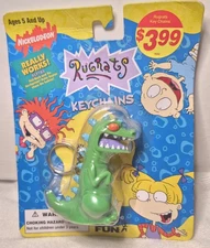 *See Pics* 1997 Basic Fun Rugrats Reptar Keychain New In Package
