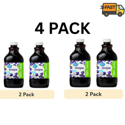 Great Value 100% Concord Grape Juice 64 fl oz Bottles Pack of 4