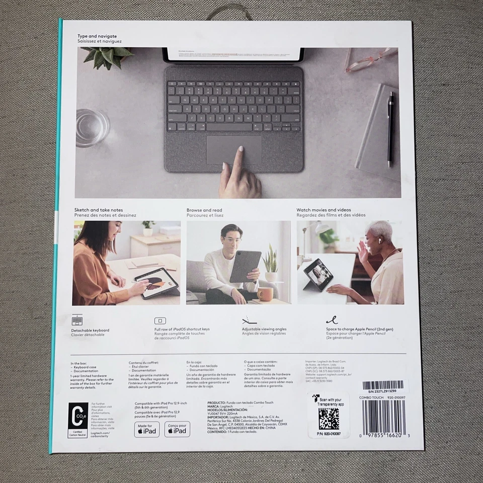 Logitech Combo Touch Keyboard Case for iPad Pro 12.9" 5th, 6th Gen - Image 3 of 4