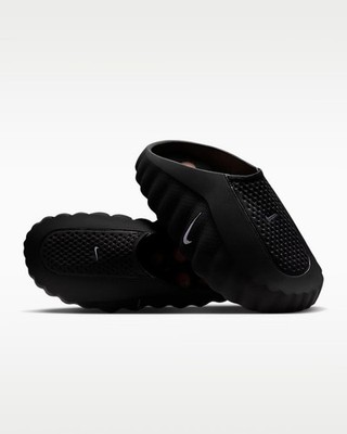 Nike Mind 001 Black Purple Swoosh Closed Toe Recovery Mule Slide Sandals