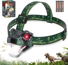 EverBrite Dinosaur Kid Headlamp Headlight T-Rex LED Head Lamp w/Roar Silent Mode