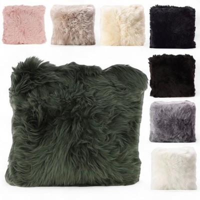 Infinity Leather Luxus Schaffell Kissen 40x40 cm, Echtwolle, Einseitig