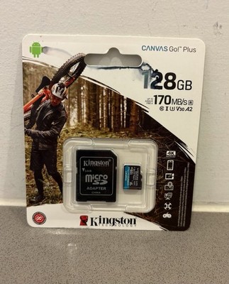 NEW! Kingston 128GB microSDXC Canvas Go Plus 170MB/s, Memory Card + Adapter