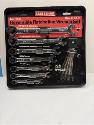 Craftsman USA Reversible Ratcheting Wrench Set SAE 7 Piece 5/16–3/4 GK 42406 - Image 1 of 2