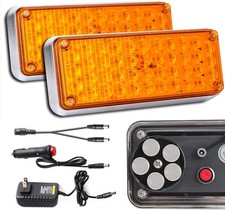 2x 42led Amber Magnetic Wireless Flashing Light Emergency Warning Strobe Beacon