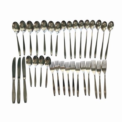 Vtg International Insico Stainless Flatware 34 Pcs Lot MCM Spoons Nassau USA