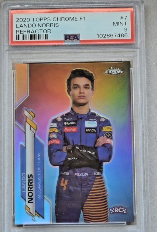 2020 TOPPS CHROME F1 #7 LANDO NORRIS RC REFRACTOR PORTRAIT MCLAREN ROOKIE PSA 9