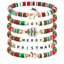 6-Pack Christmas Bracelets for Women  Teens     Colorful Holiday Jewelry Gif...