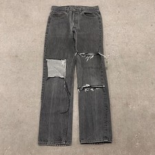 Vtg USA Made Levi's 501 Jeans Mens 32x32 Faded Black Button Fly Distressed