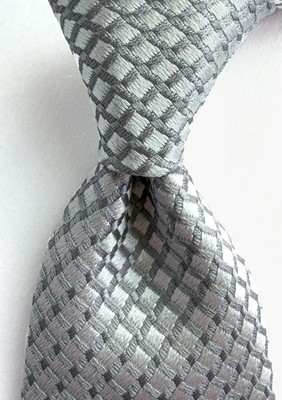 Charvet Paris Silk Tie Silver Geometric Woven Vendôme France 58 x3.75 Quiet Lux