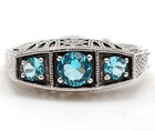 1CT Aquamarine 925 Solid Sterling Silver Art Nouveau Ring Sz 6 F6-5 — photo 1