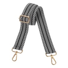 Purse Straps Replacement Crossbody with Light Gold Buckle, Stripe Black