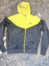Nike Windbreaker Jacket Mens L Volt Yellow Black Hooded Quilted Lined Y2K 2009