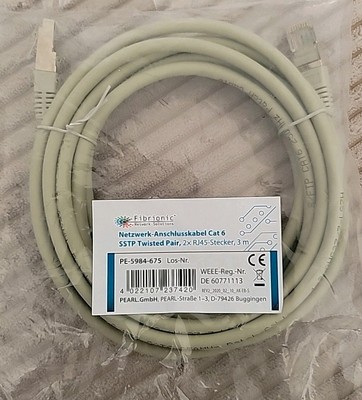 Fibrionic Netzwerk-Anschlusskabel Cat 6, SSTP Twisted Pair, 2x RJ45-Stecker, 3 m