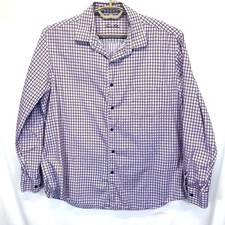 Tasso Elba Shirt Men's Size XL 17-17.5 34 Blue Red Check Long Sleeves Cotton
