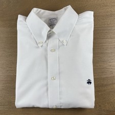 Brooks Brothers Regent Fit Mens XL White Oxford Cotton Button Down Shirt Fleece