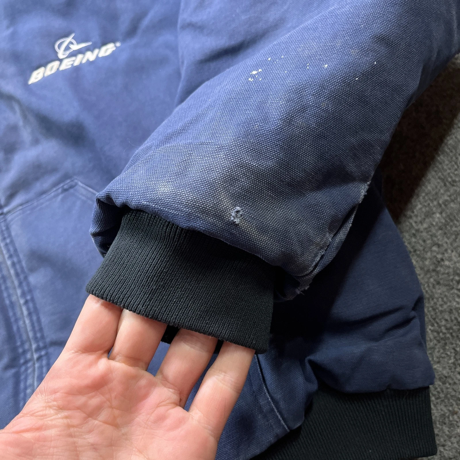 Vintage Boeing Jacket Mens 2XL Blue Duck Canvas Quilt Lined Distressed Y2K - product detail image 6