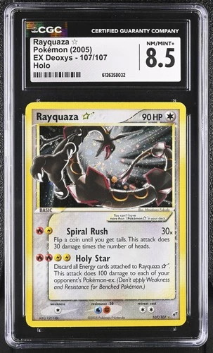 CGC 8.5 Rayquaza Gold Star 2005 EX Deoxys 107/107 Holo SWIRL Pokemon Card
