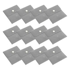 12Pcs 4x4 Inch Jewelry Pouches Velvet with Snap Button for Rings Grey