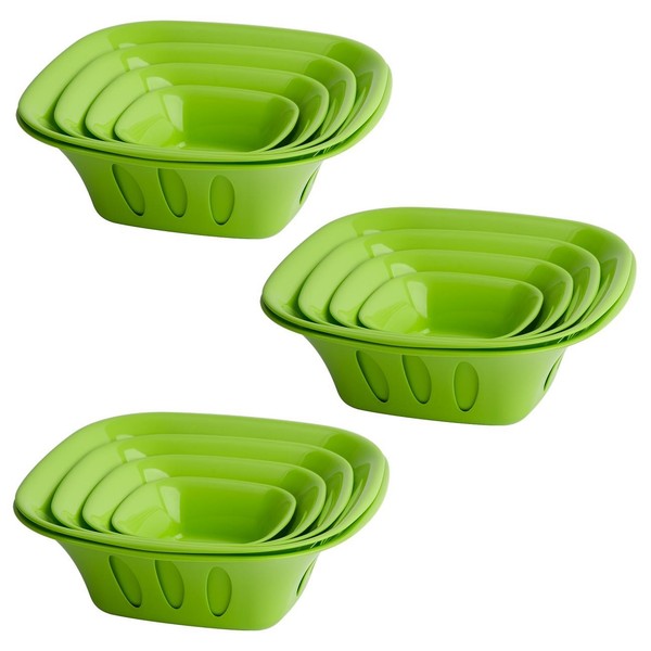 Engelland 3 X 5-Teilige Stapelbare Schalen ObstschüSsel SchüSsel Kunststoff GrüN-image
